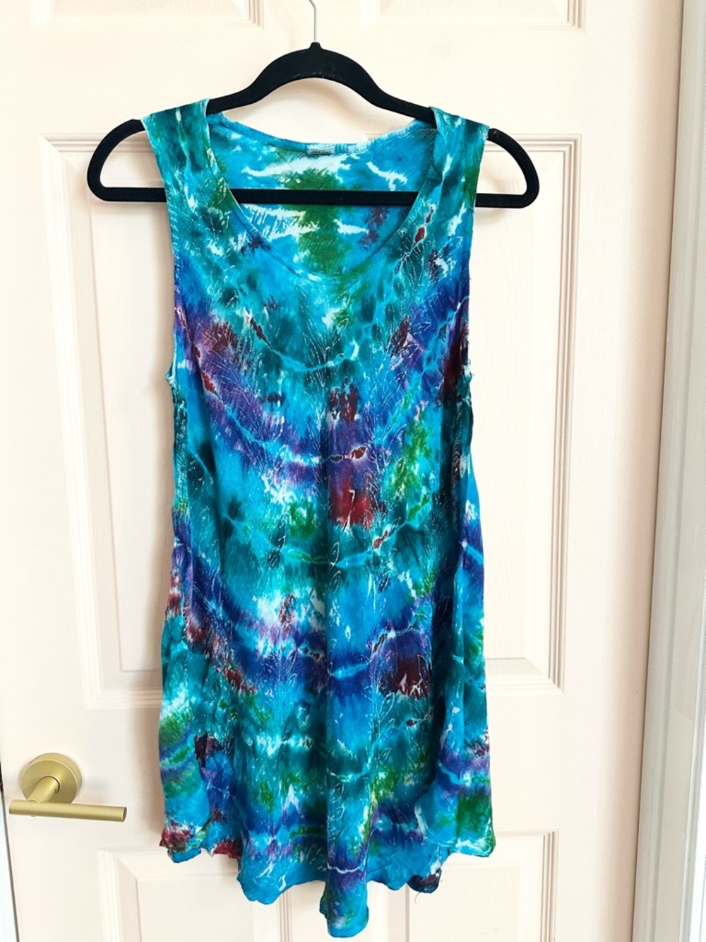 Blue green tie dye dress